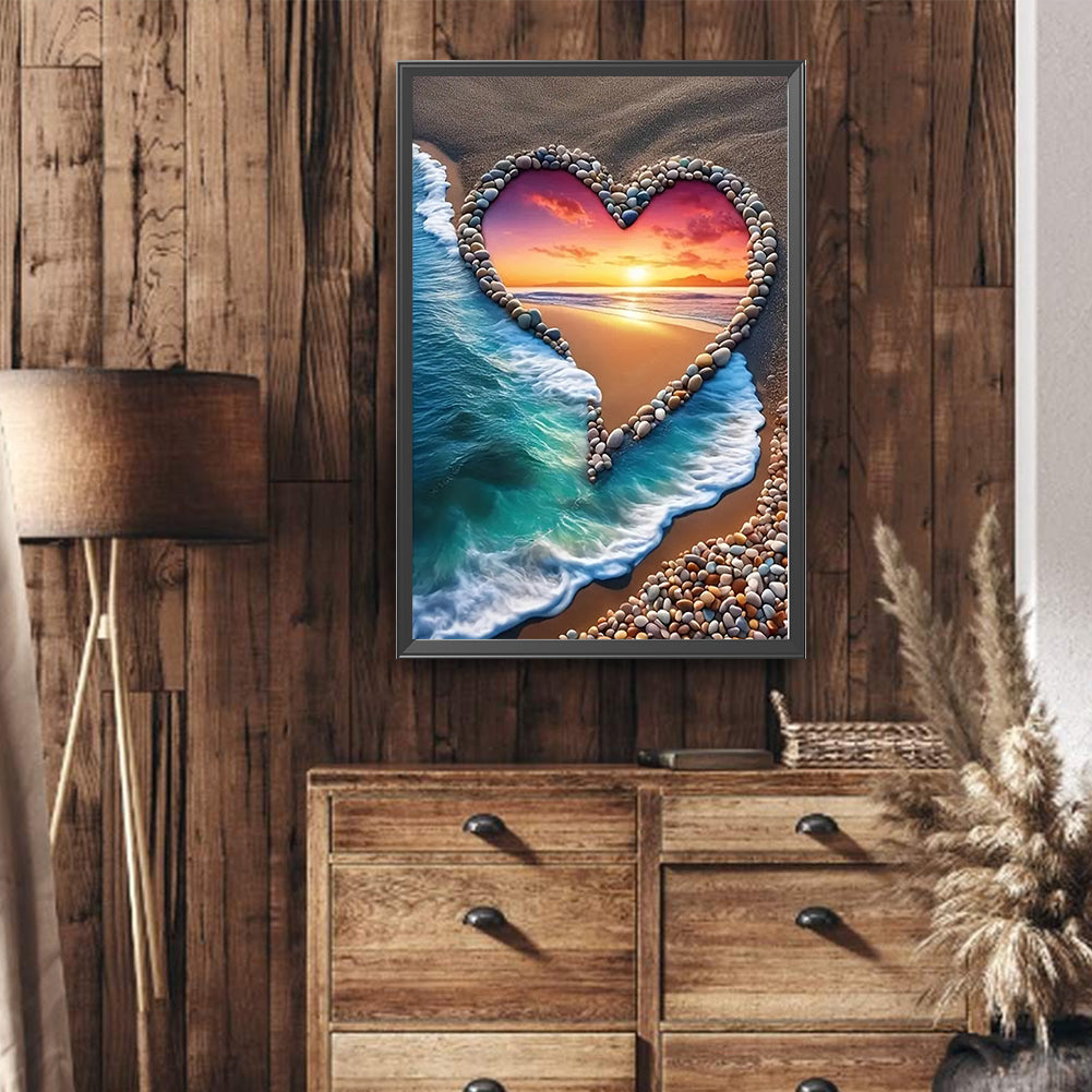 Love Sunset Beach - Full Round Drill Diamond Painting 40*60CM