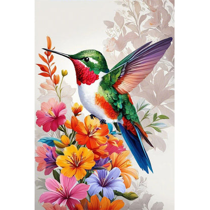 Flower Hummingbird - Full Round Drill Diamond Painting 40*60CM