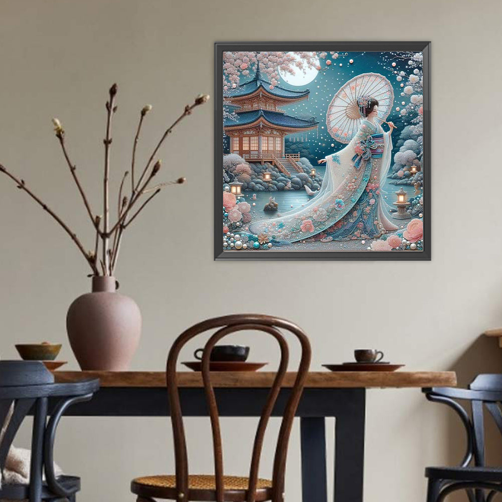 Japanese Geisha Beauty - Full Round Drill Diamond Painting 40*40CM