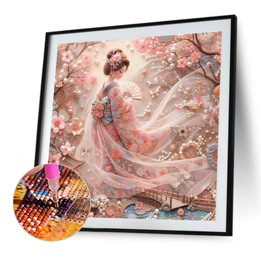 Japanese Geisha Beauty - Full Round Drill Diamond Painting 40*40CM