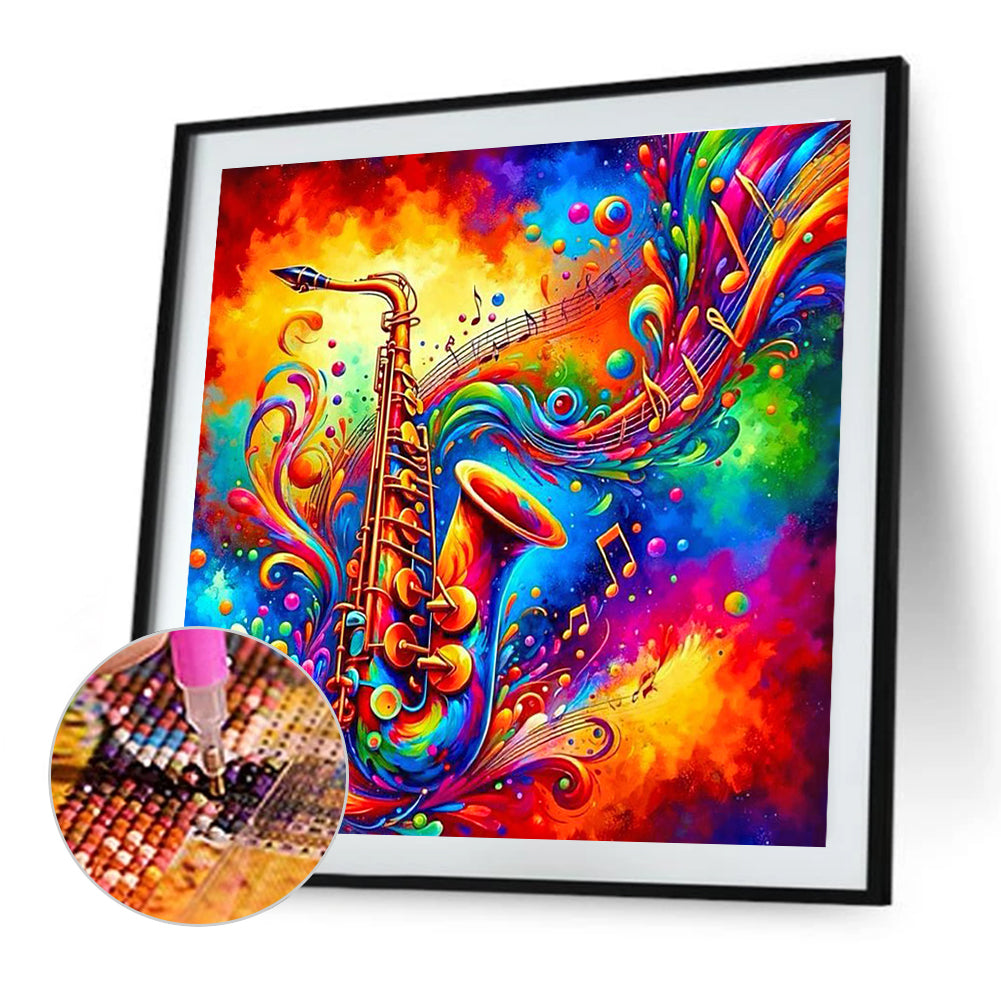 Colorful Musical Instruments Saxophone - Full Round Drill Diamond Painting 40*40CM