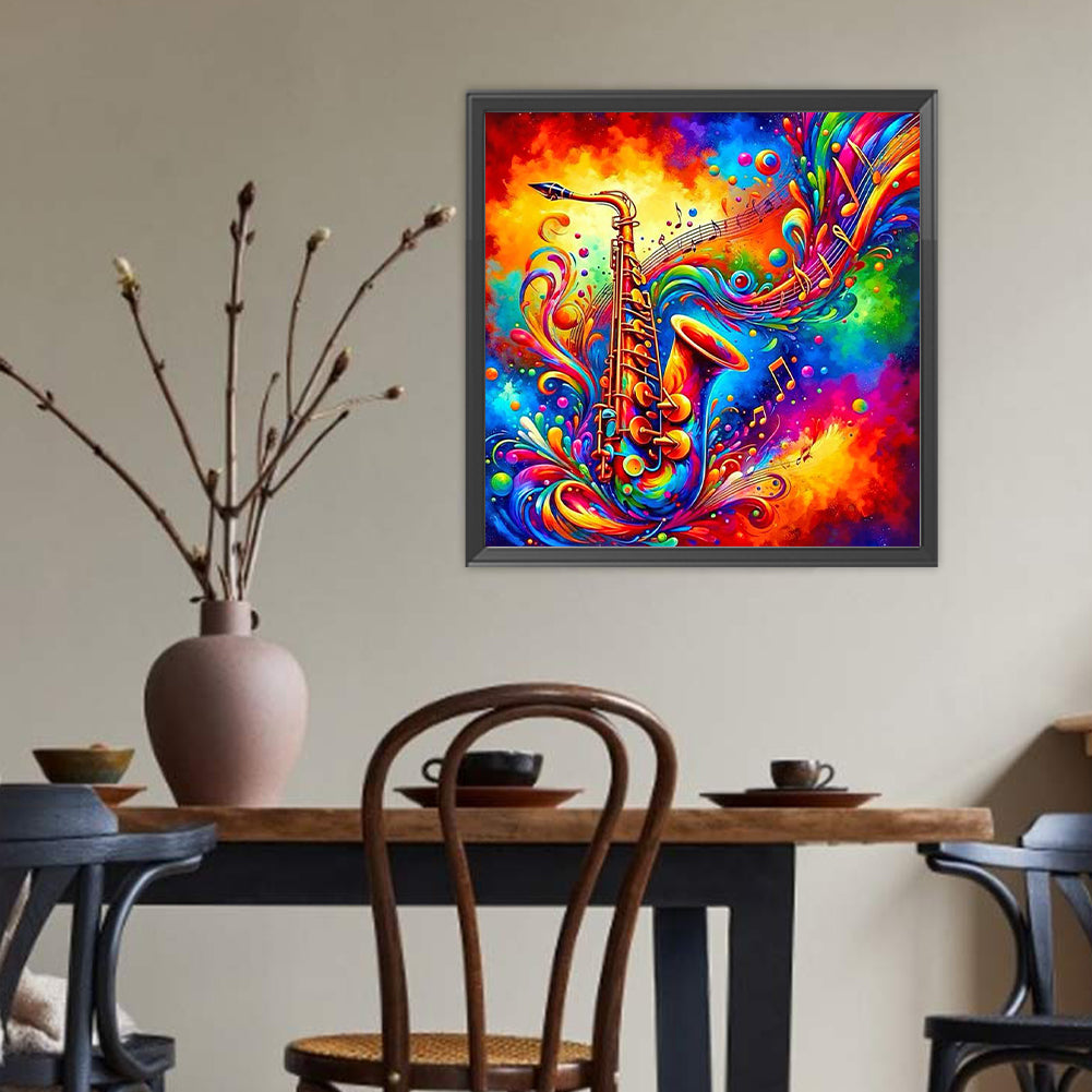 Colorful Musical Instruments Saxophone - Full Round Drill Diamond Painting 40*40CM