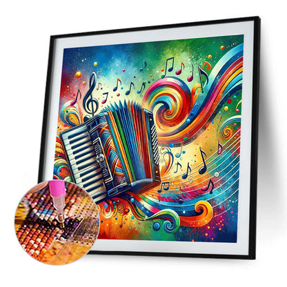 Colorful Musical Instruments Accordion - Full Round Drill Diamond Painting 40*40CM