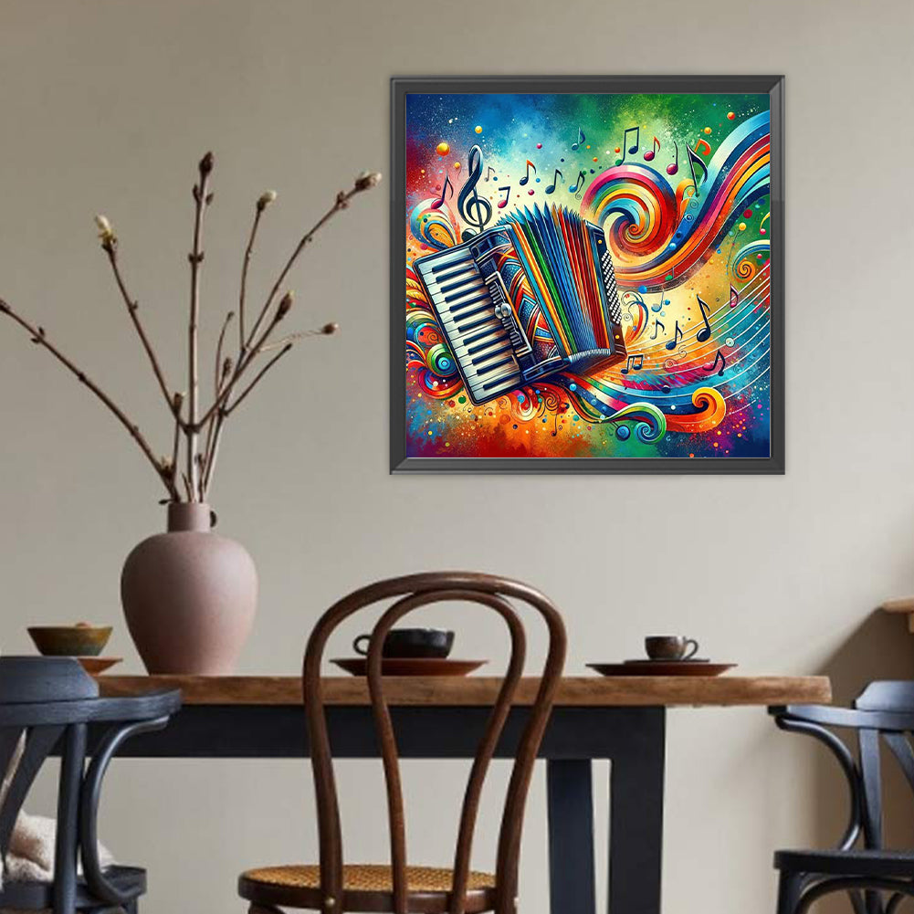 Colorful Musical Instruments Accordion - Full Round Drill Diamond Painting 40*40CM