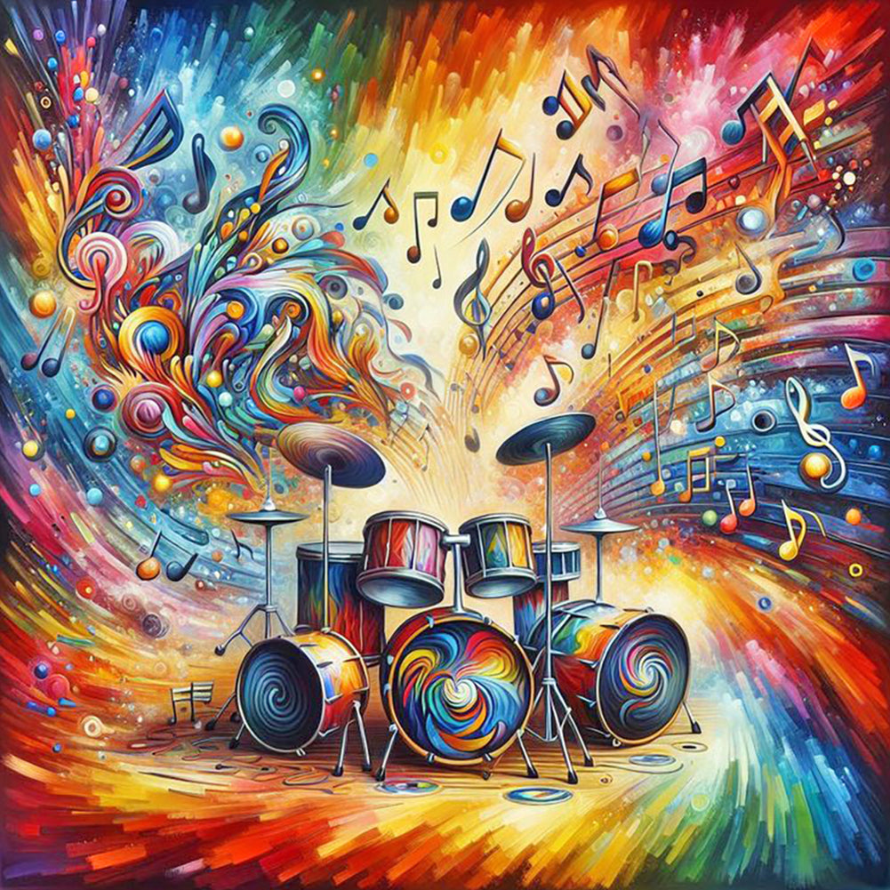 Colorful Musical Instruments Drum Set - Full Round Drill Diamond Painting 40*40CM