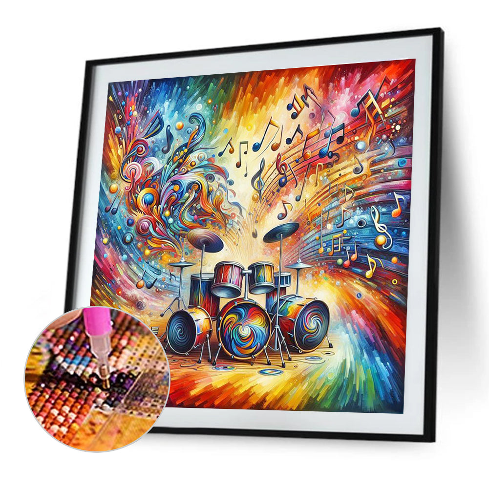 Colorful Musical Instruments Drum Set - Full Round Drill Diamond Painting 40*40CM