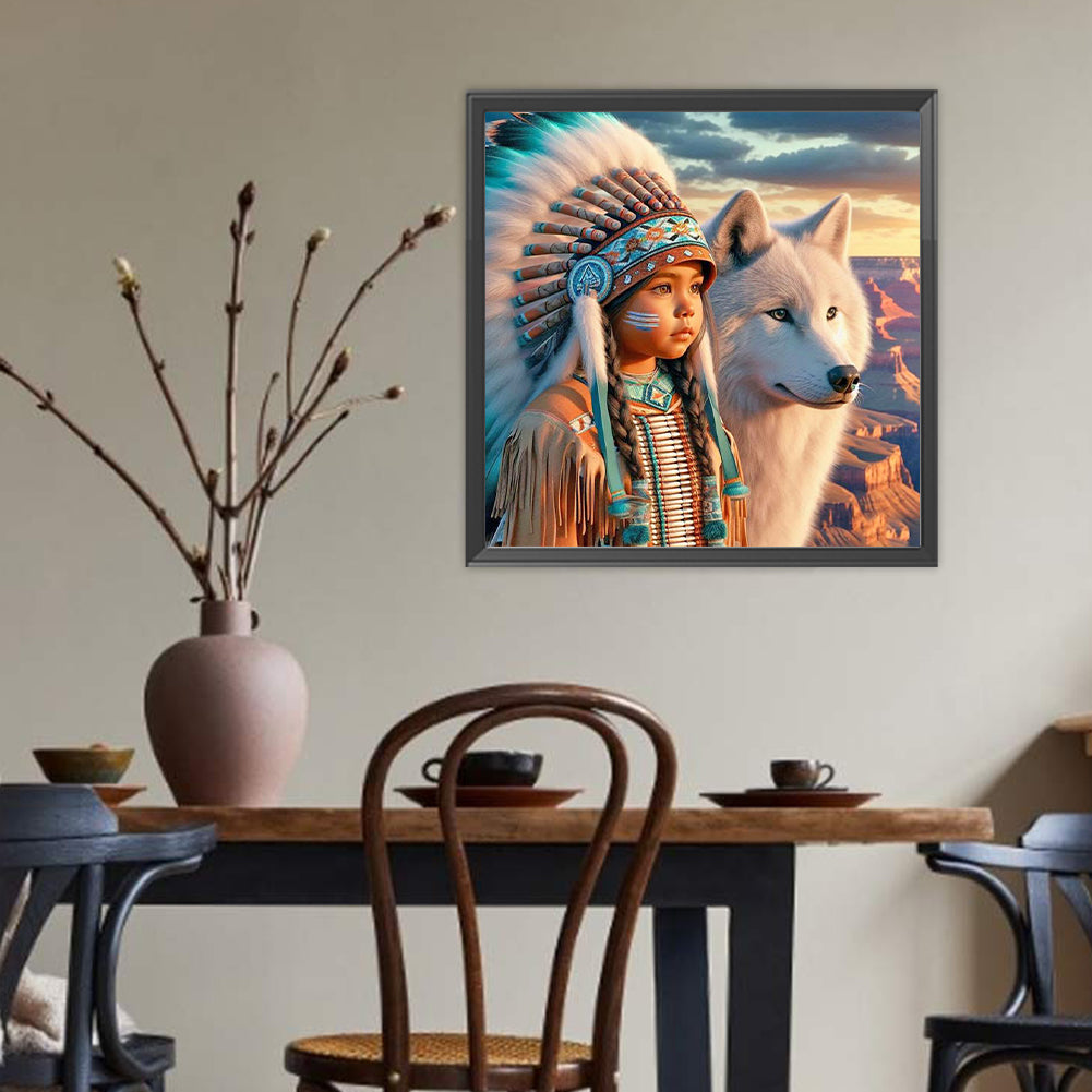 Indian Child - Full Round Drill Diamond Painting 40*40CM
