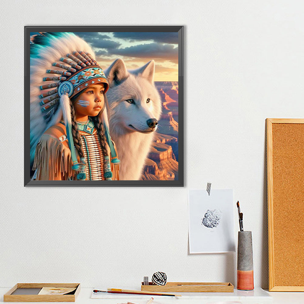 Indian Child - Full Round Drill Diamond Painting 40*40CM