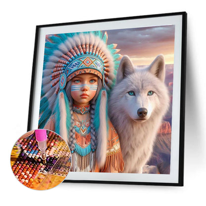 Indian Child - Full Round Drill Diamond Painting 40*40CM