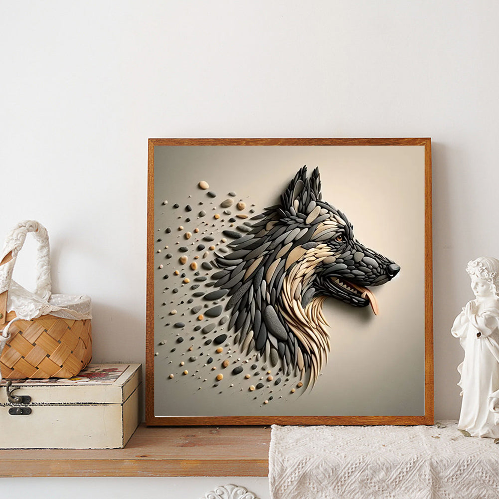 Stone Art Wolf - Full Round Drill Diamond Painting 30*30CM