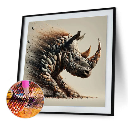 Stone Art Rhino - Full Round Drill Diamond Painting 30*30CM