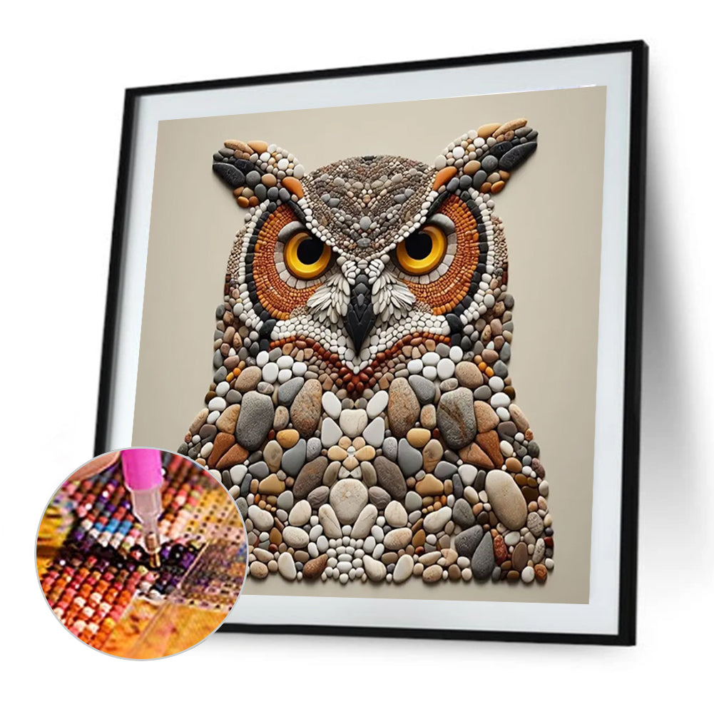 Stone Art Owl - Full Round Drill Diamond Painting 30*30CM
