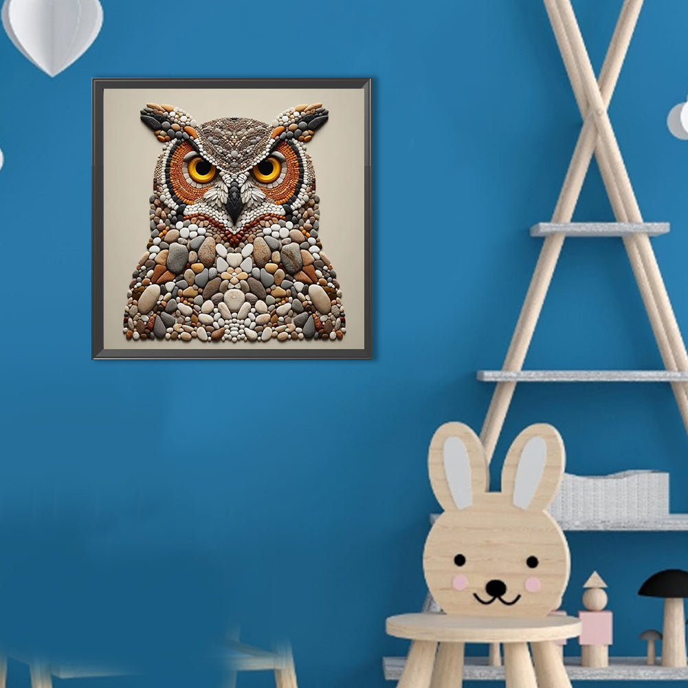 Stone Art Owl - Full Round Drill Diamond Painting 30*30CM