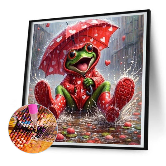 Frog In Raincoat - Full Round Drill Diamond Painting 30*30CM