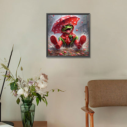Frog In Raincoat - Full Round Drill Diamond Painting 30*30CM