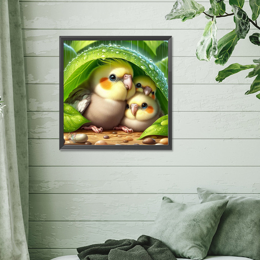 Parrot Under Leaves - Full Round Drill Diamond Painting 30*30CM