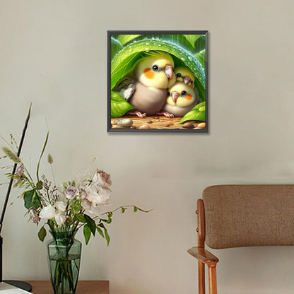 Parrot Under Leaves - Full Round Drill Diamond Painting 30*30CM