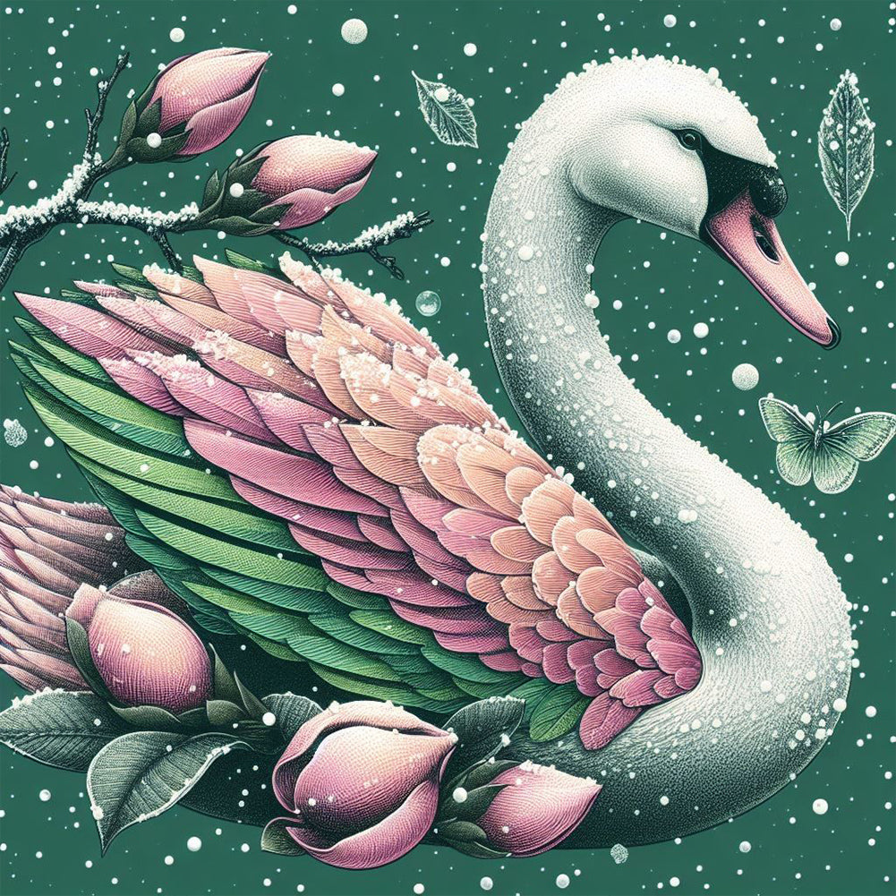 Swan In Orchid - Full Round Drill Diamond Painting 30*30CM