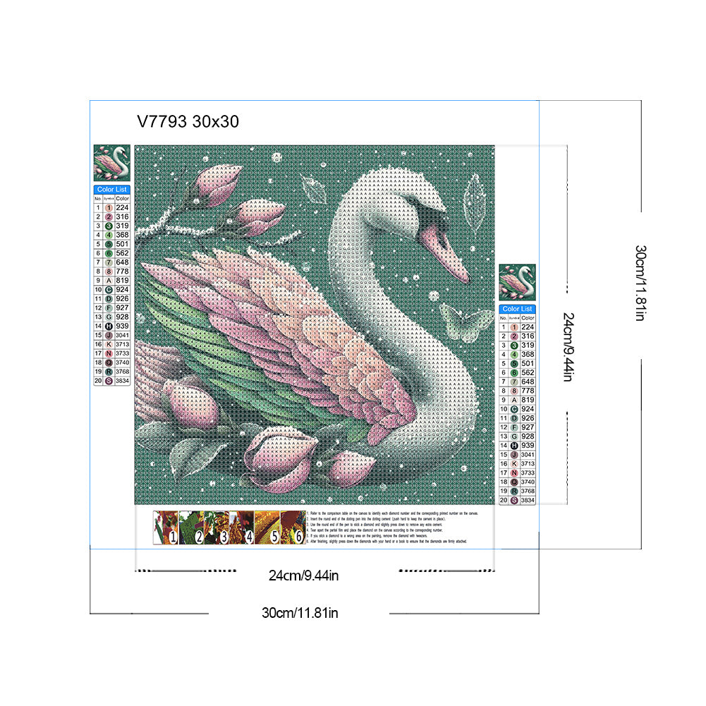 Swan In Orchid - Full Round Drill Diamond Painting 30*30CM