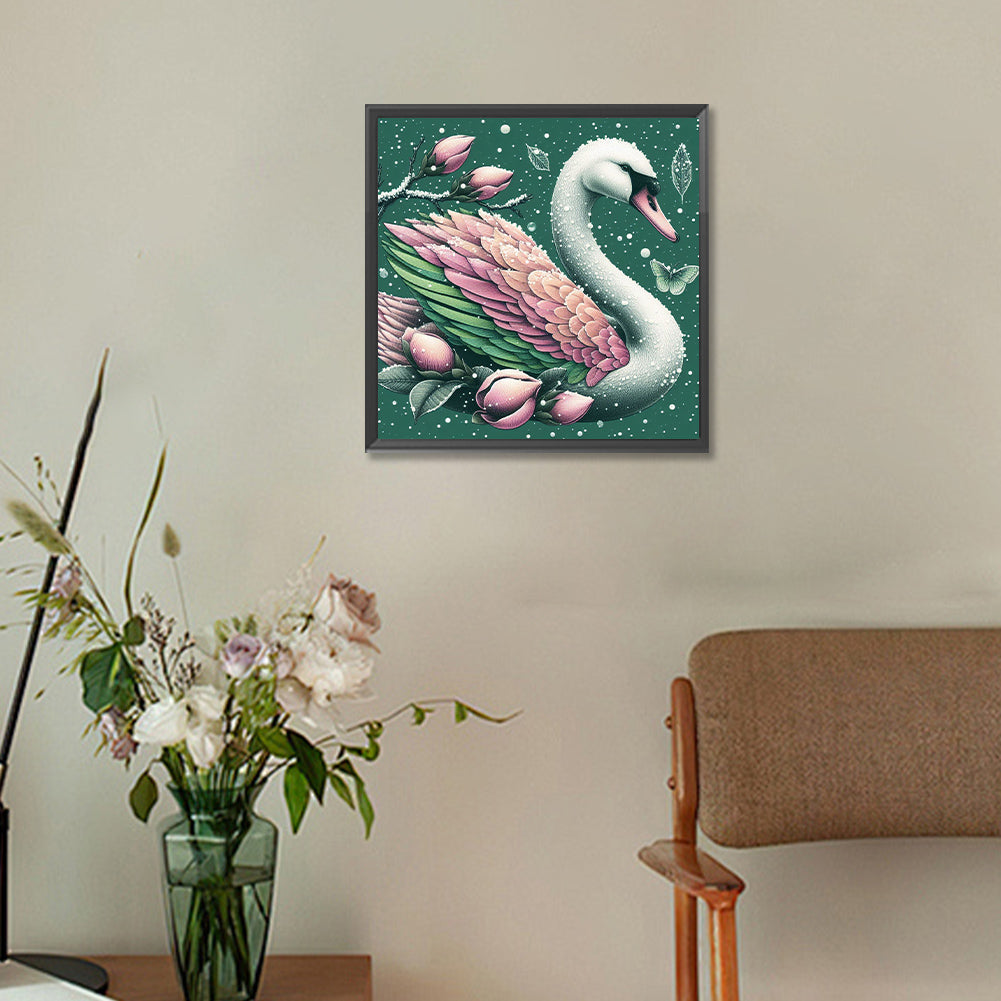 Swan In Orchid - Full Round Drill Diamond Painting 30*30CM