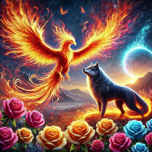 Phoenix And Wolf - Full Round Drill Diamond Painting 40*40CM