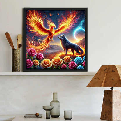 Phoenix And Wolf - Full Round Drill Diamond Painting 40*40CM