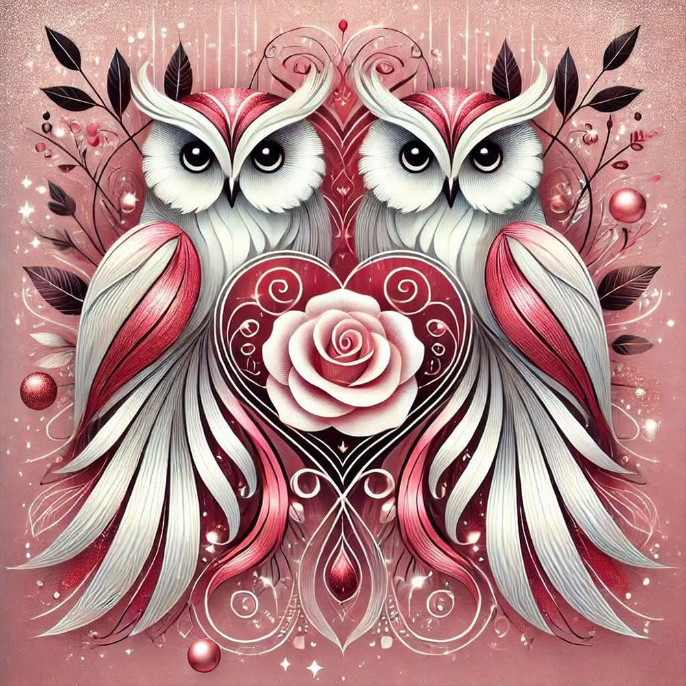 Two Owls - Full Round Drill Diamond Painting 40*40CM