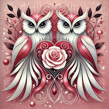 Two Owls - Full Round Drill Diamond Painting 40*40CM