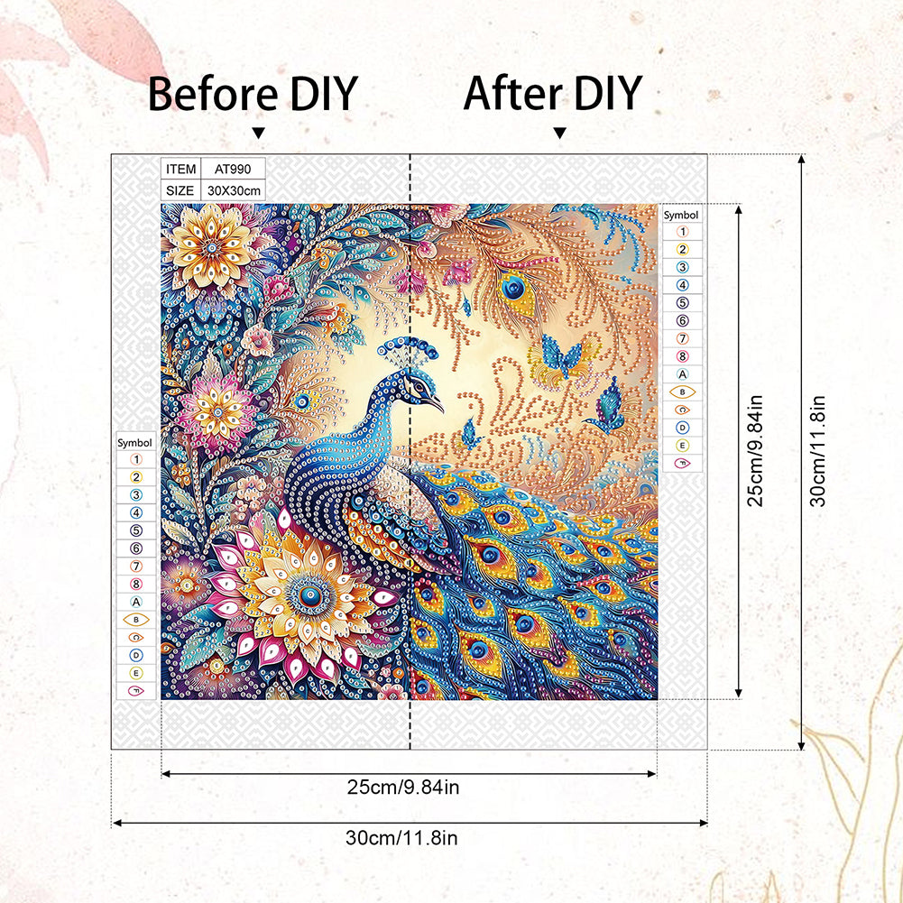 Peacock - Special Shaped Drill Diamond Painting 30*30CM