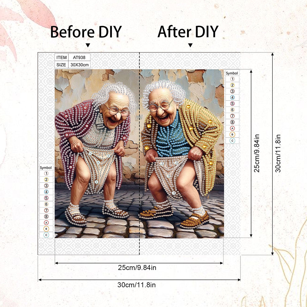 Funny Grandma - Special Shaped Drill Diamond Painting 30*30CM