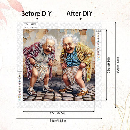 Funny Grandma - Special Shaped Drill Diamond Painting 30*30CM