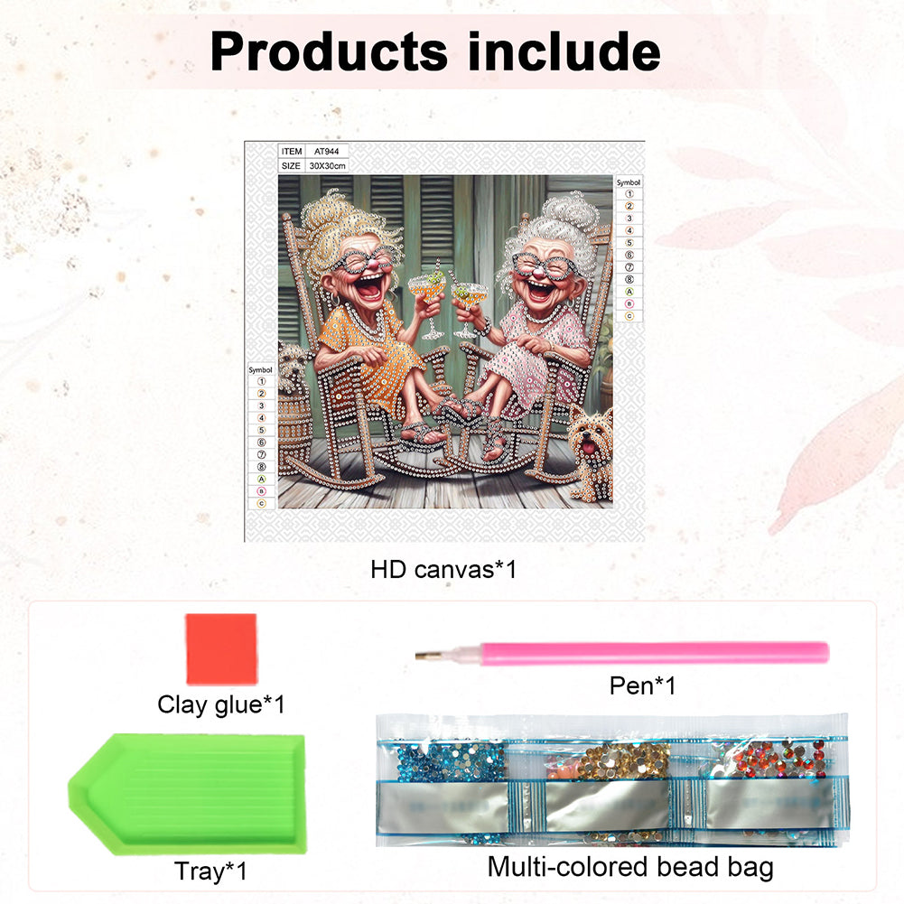 Funny Grandma - Special Shaped Drill Diamond Painting 30*30CM