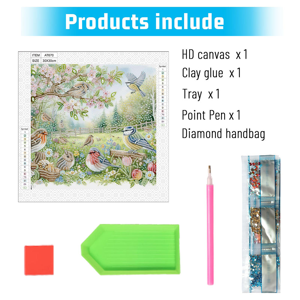 Flowers In The Woods - Special Shaped Drill Diamond Painting 30*30CM