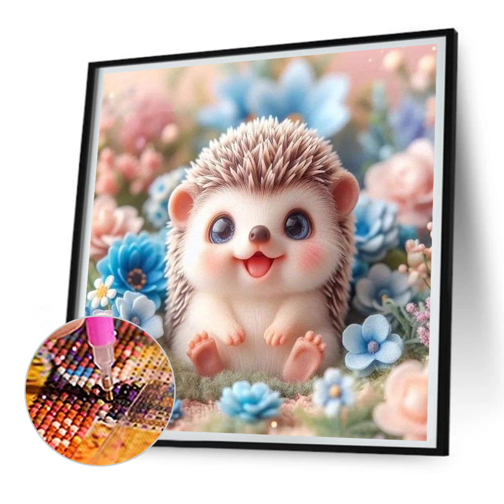 Flower Hedgehog - Full Round Drill Diamond Painting 30*30CM
