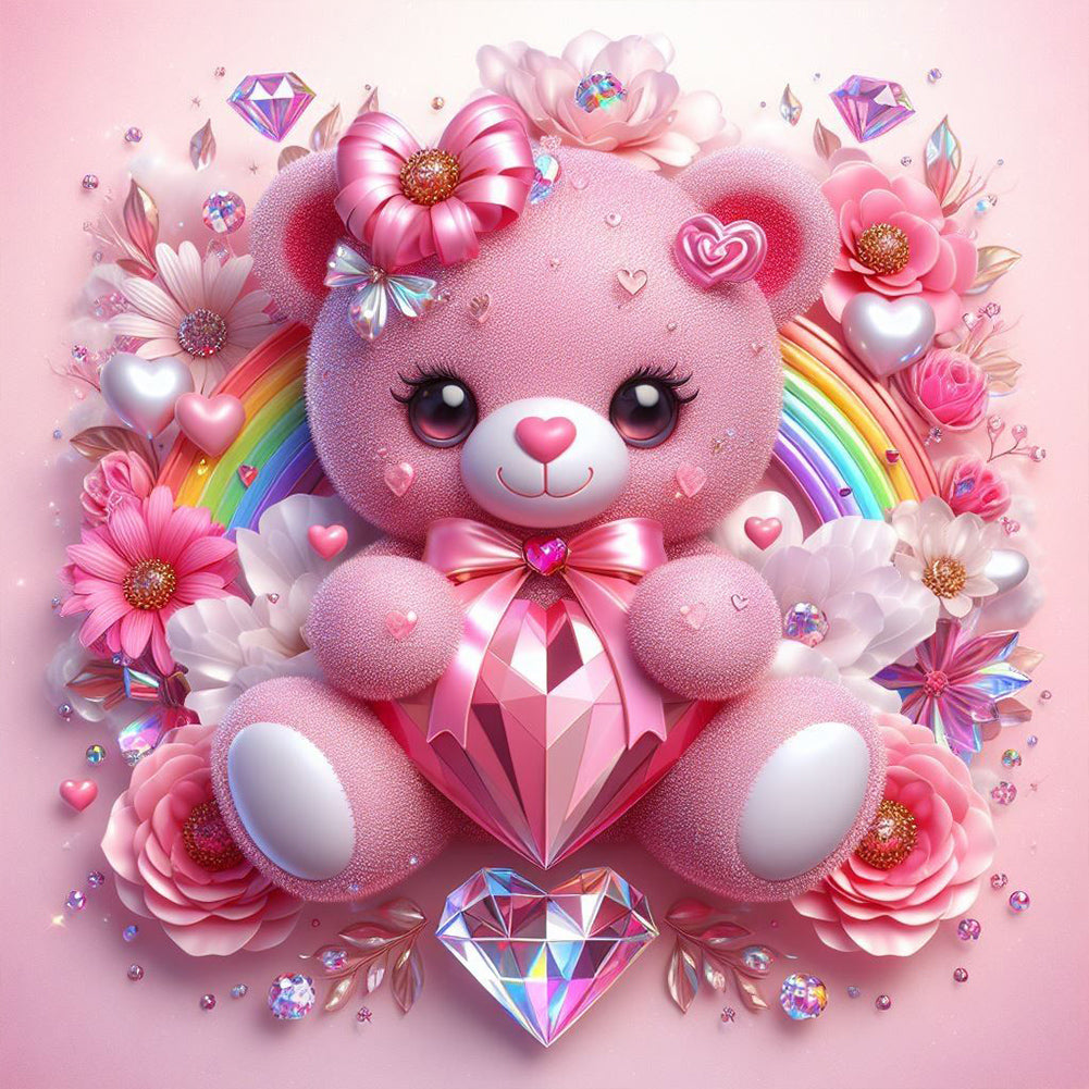 Pink Bear - Full Round Drill Diamond Painting 30*30CM
