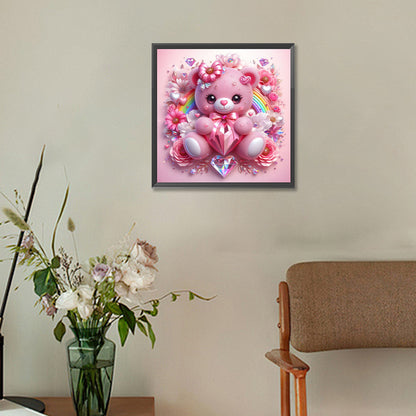 Pink Bear - Full Round Drill Diamond Painting 30*30CM