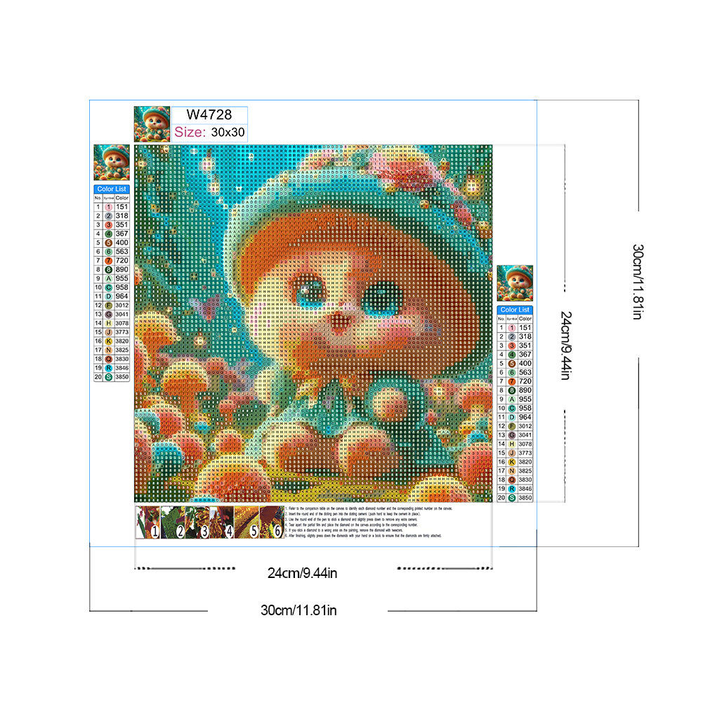 Green Mushroom - Full Round Drill Diamond Painting 30*30CM