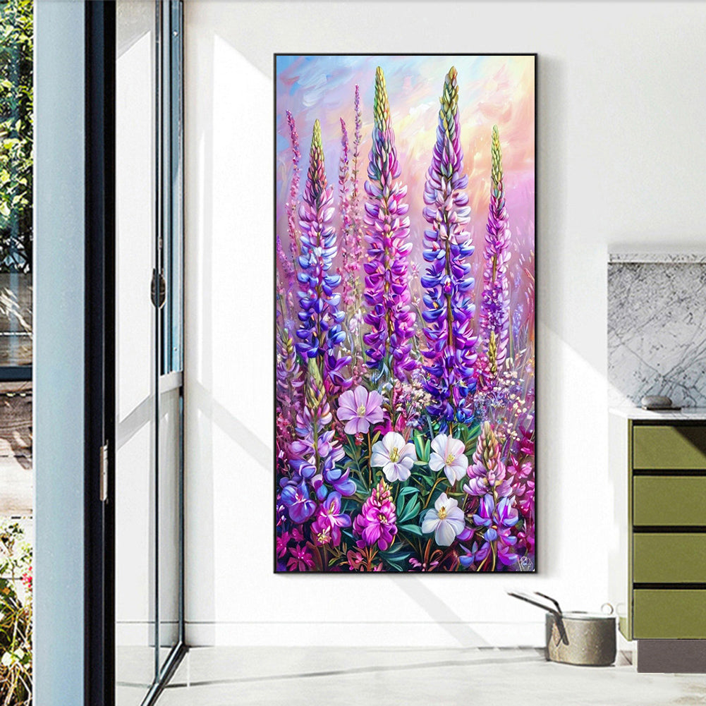 Lavender Flowers - Full Round Drill Diamond Painting 40*70CM