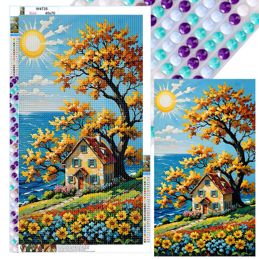 Hillside House - Full Round Drill Diamond Painting 40*70CM