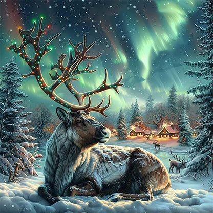 Moose In The Polar Night - Full AB Round Drill Diamond Painting 40*40CM
