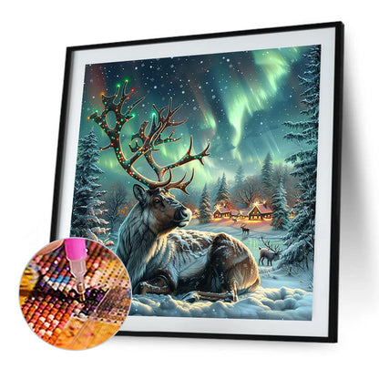 Moose In The Polar Night - Full AB Round Drill Diamond Painting 40*40CM