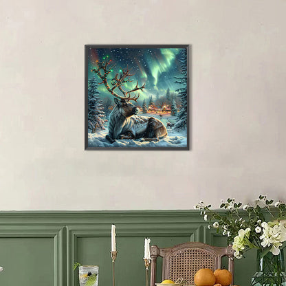 Moose In The Polar Night - Full AB Round Drill Diamond Painting 40*40CM