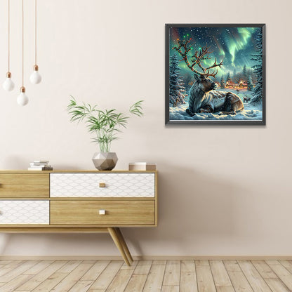 Moose In The Polar Night - Full AB Round Drill Diamond Painting 40*40CM