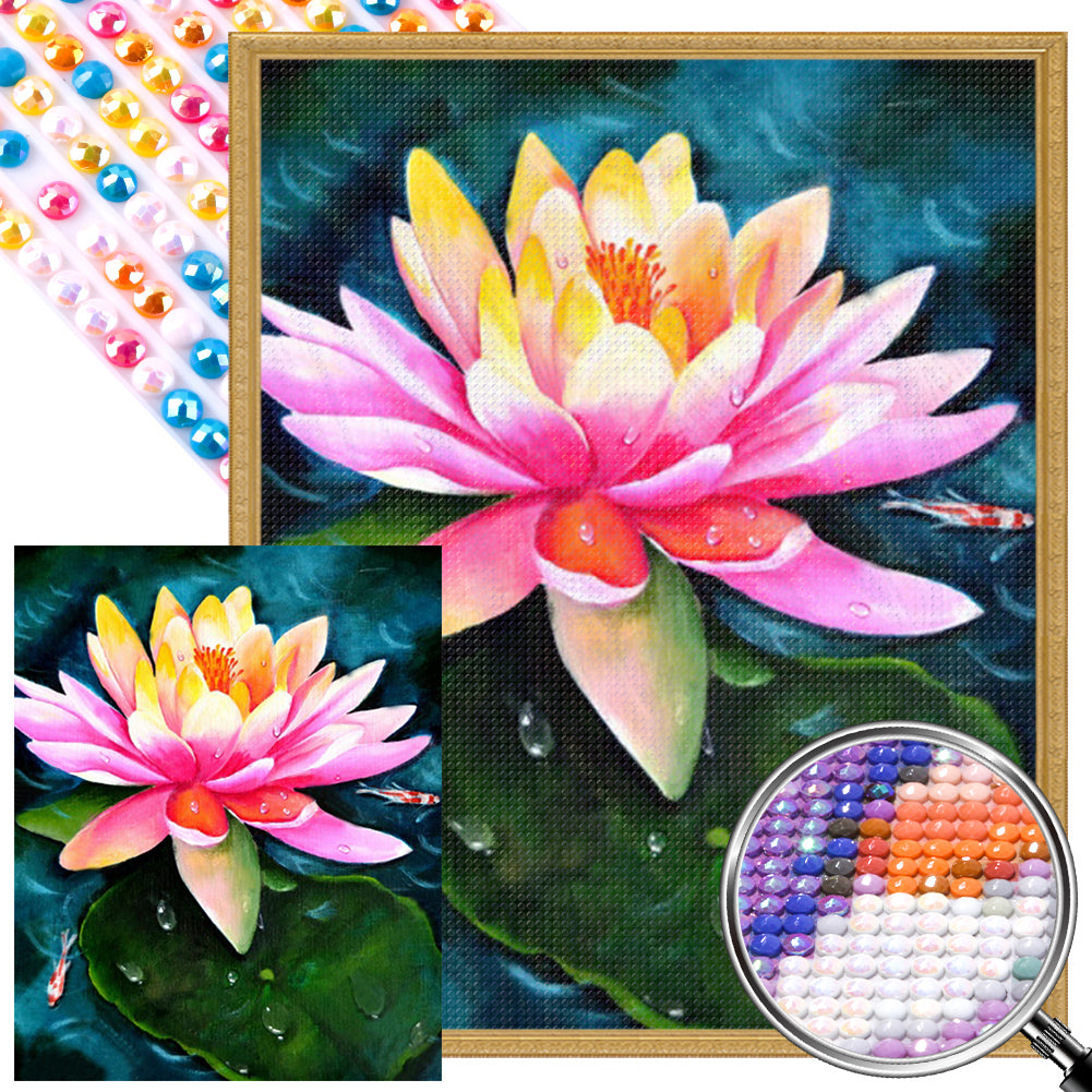 Multi-Colored Lotus - Full AB Round Drill Diamond Painting 40*50CM
