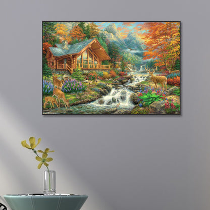 Forest Hut - Full AB Round Drill Diamond Painting 60*40CM