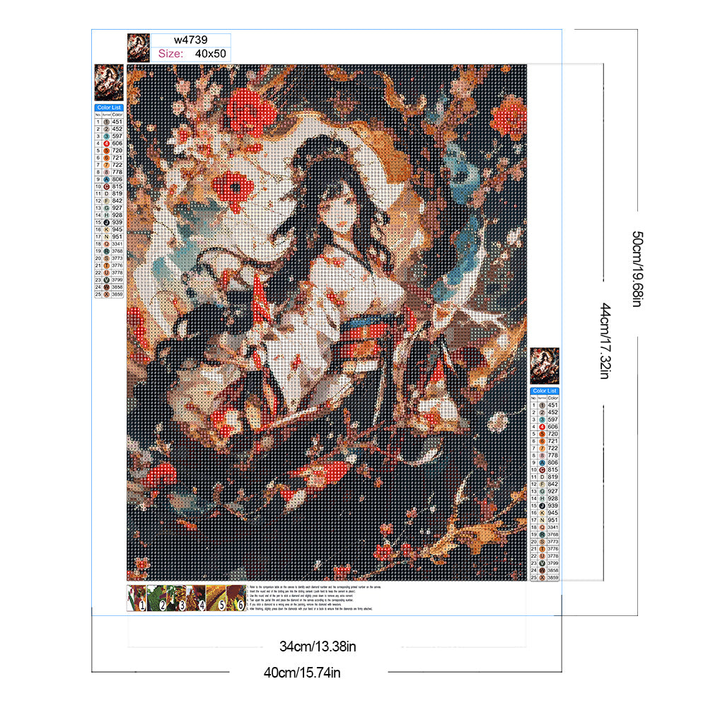 Ancient Style Girl - Full Round Drill Diamond Painting 40*50CM