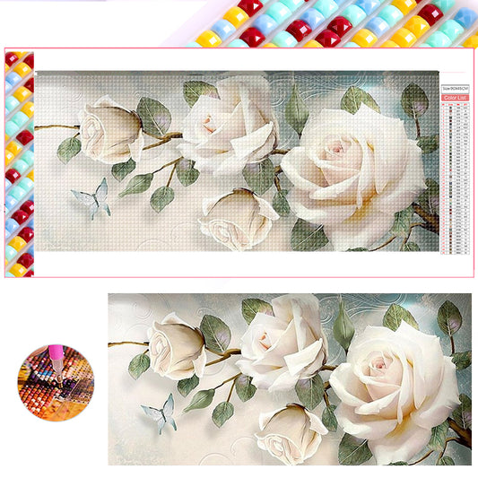 White Rose - Full Square Drill Diamond Painting 90*45CM