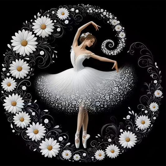Daisy Flower Ballerina - Full Round Drill Diamond Painting 40*40CM