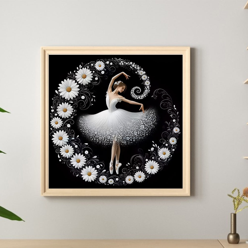 Daisy Flower Ballerina - Full Round Drill Diamond Painting 40*40CM