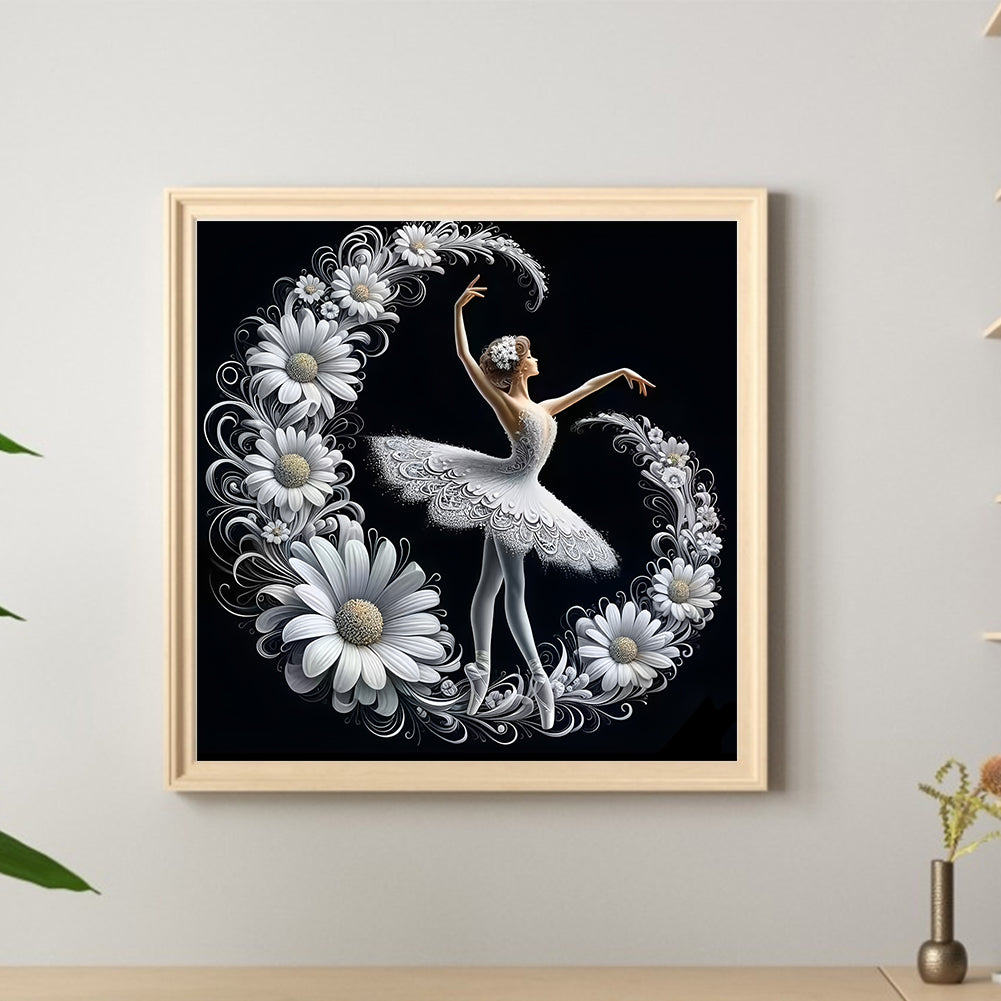 Daisy Flower Ballerina - Full Round Drill Diamond Painting 40*40CM
